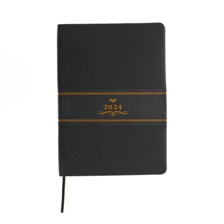Dated diary 2024 A5 176 sheets, Devente.nobile, soft cover of artificial leather, lies, cream block 70 g/m2, black-10