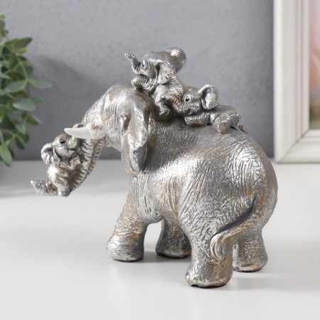Polystone souvenir "Funny slopies go on a big elephant" 18.5x9x15 cm-1