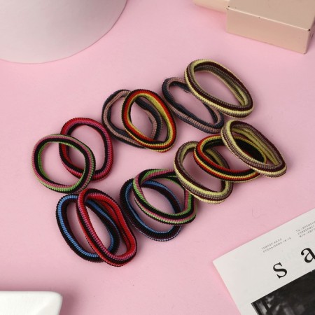 Hair elastic band "Mahrushka" (set 48 pcs) in black stripes, 5.5 cm, mix-1