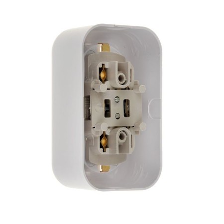 Kuntsevo socket Valentina, 16 A, 230 V, double, external, with salary, white-1