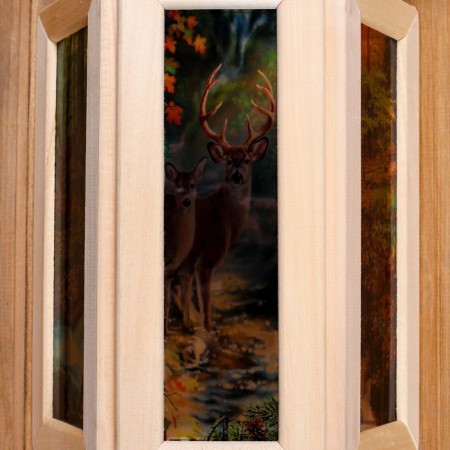 Wooden lampshade "deer" with glass inserts with UV seal, 33x29x16cm-2