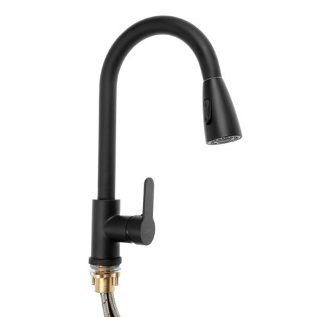 Kitchen mixer Zein Z1299, single -leaf, drawer, brass, black color-3