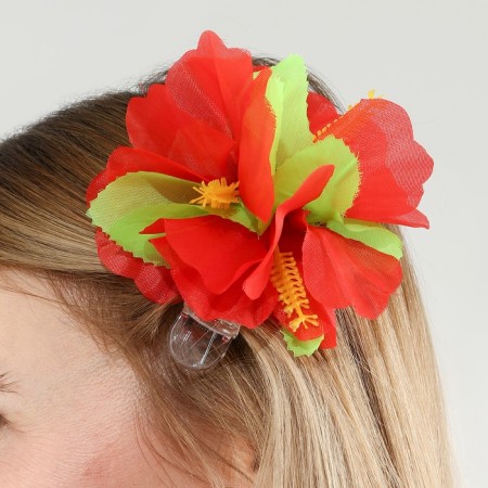 Hawaii set clip with a red flower, wreath-1