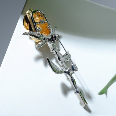 Brooch "Flower" rose, white color in silver-gold-1