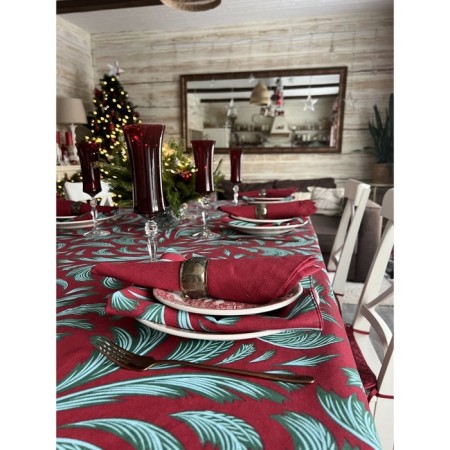 FIR tablecloth, patterns, size 140x150 cm, red-8