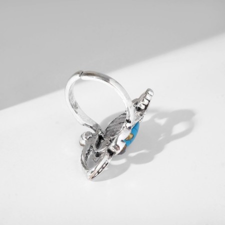 Ring "turquoise world" oval in openwork, a bona-blue-blue-blue in black silver, dimensionless-2