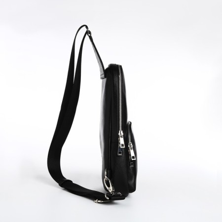 Bag - sling, textura, genuine leather, black color-2