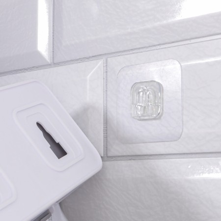 Organizer for storage, hinged, 2 sections, with adhesive hooks, 20.2 × 11 × 6.4 cm, white/gray color-5