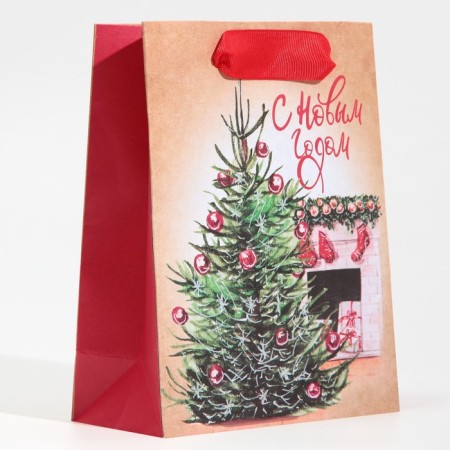 Craft vertical package “Evening by the fireplace”, S 12 x 15 x 5.5 cm, New Year-2