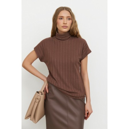 Women's turtleneck with short sleeve Eliseeva Olesya, size 44, brown color