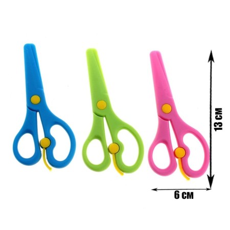 Baby scissors 13 cm, plastic, fixator, rounded ends, in a cardboard box, a mix-7