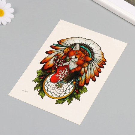 Tattoo on the body color "Christmas Fox" 26,1x14.6 cm-2