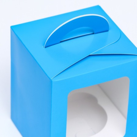 Packaging for one cupcake with a blue window, 9.2 x 9.2 x 11.1 cm-2