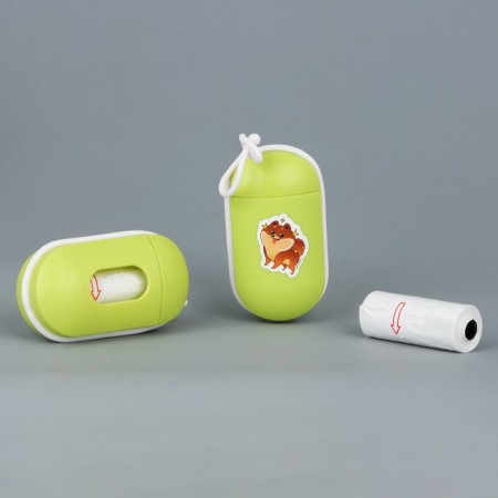 Container with packets for cleaning the dog "Clean", the color is green-2