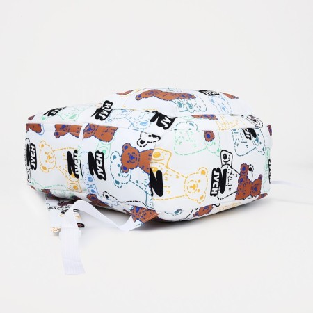 School backpack on lightning from textiles, external pocket, white/black color-2