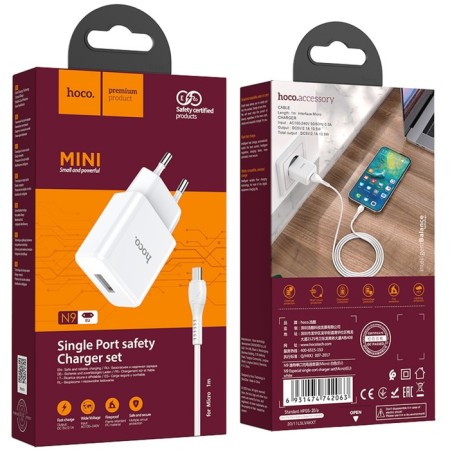 Nice charger Hoco N9, USB - 2.1 A, MicroUSB 1 m cable, white-10
