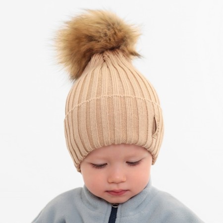 Children's hat minku rr 54-56, beige color-1