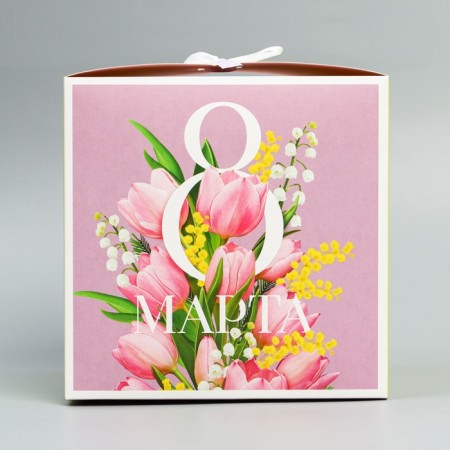 Gift folding box, packaging, “March 8”, 18 x 18 x 18 cm-2