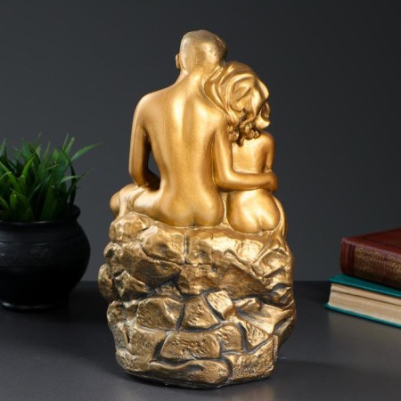 Figure "Lovers on Stone" gold 12x20x30cm-2