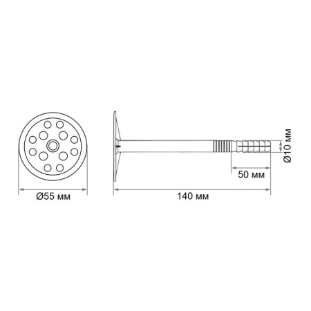 Dowel "bison", for insulating materials, with a metal nail, 10x140 mm, 100 pcs-6