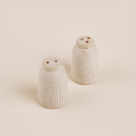 Set for spices ceramic SL Home "Vento", 2 items: Solonka 80 ml, list of 80 ml, beige color-5