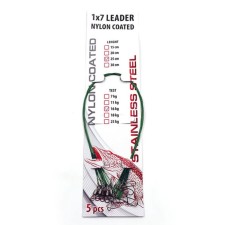 The leash of the steel Namazu Leader 1x7 Nylon Coated Green, D-0.45 mm, L-15 cm, T-23 kg, 3 pcs.   10818