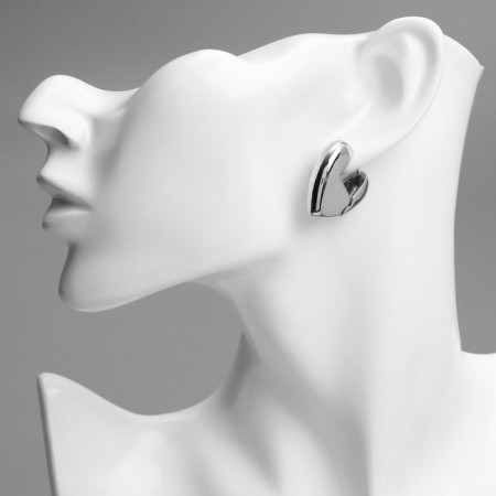 Earrings Metal "Accord" Heart, Tact, Color Silver-4