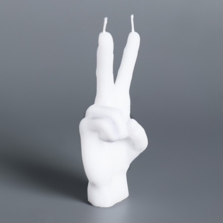Figure candle "Hand-Peace", 10x4 cm, white-5