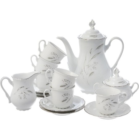 Coffee service 6/9 Constance, decor “Silver ears, platinum laying”, 15 items