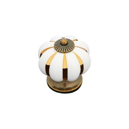Handle button tundra RK117 (001), d = 39, plastic, white with gold