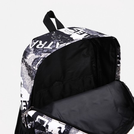 Youth backpack from textiles, 3 pockets, black/gray color-4