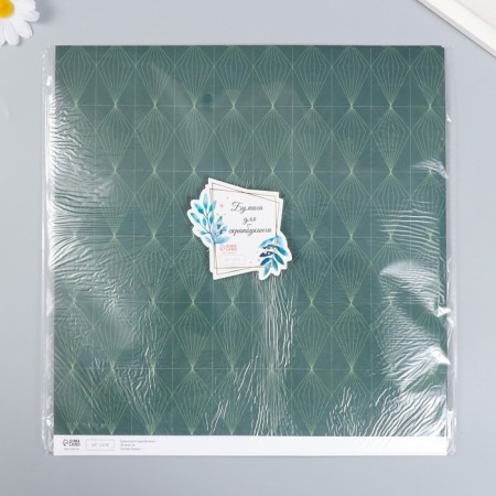 Scrapbooking paper "Crystals on green" density 180 g 30.5x32 cm-3