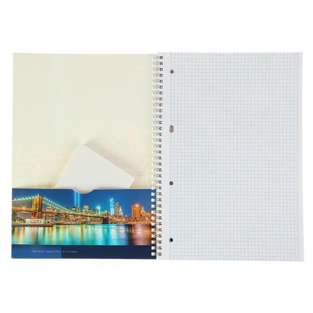 A4 notebook, 100 sheets with a CityScape spiral pocket-2