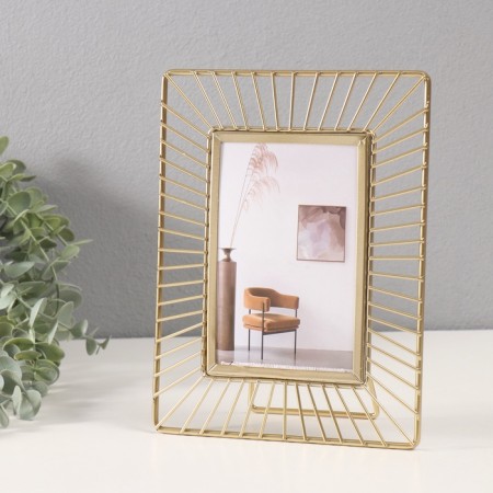 Photo frame metal in 1 photo 10x15 cm "Sun" gold 18x23.7 cm-1