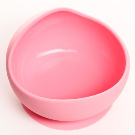 Baby plate on a suction cup, silicone, pink color-5