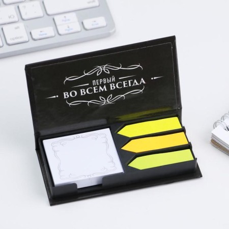 Paper block in the plastic case “Cool man”, 100 sheets + 3 stickers-1