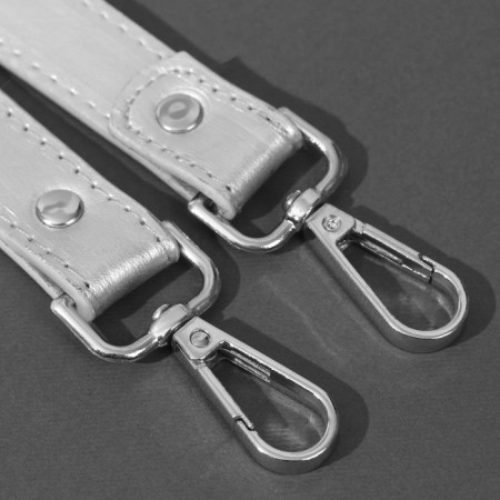 Handle for a bag, with carbines, 60 × 2 cm, silver color-2