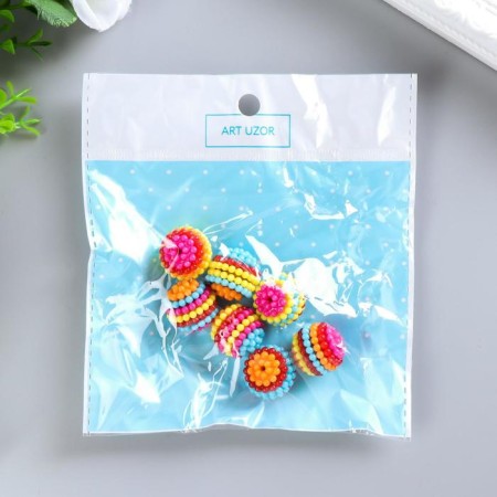 Beads for creativity plastic "Ribbed striped" set 15 grams d = 2 cm-2
