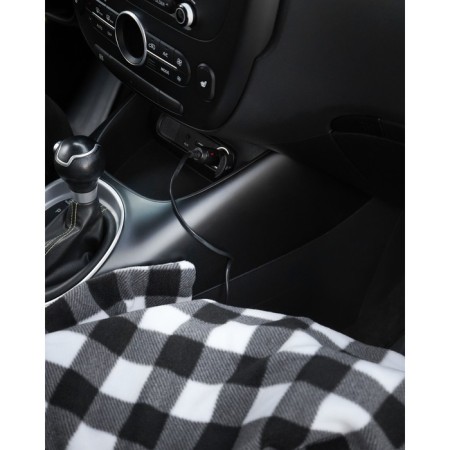 Plaid with heated car 12V, 45W (140x110 cm), fleece, black and white ADHC020-3