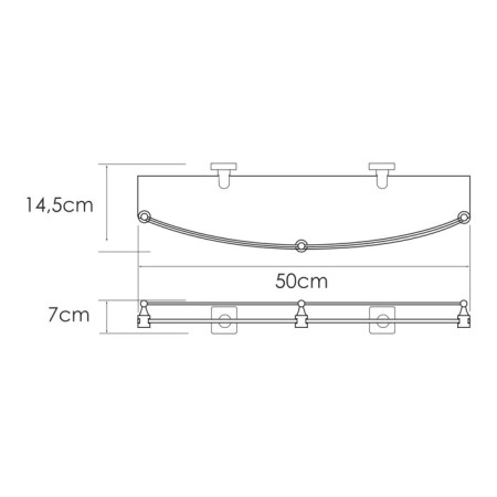 Glass shelf with rhin K-8744 side, silver-1