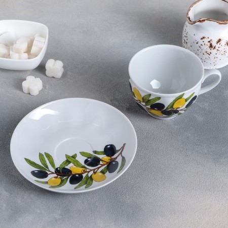 Tea steam porcelain "olives", 275 ml, cup D = 9.2 cm, saucer d = 15.1 cm, Mix drawing-4