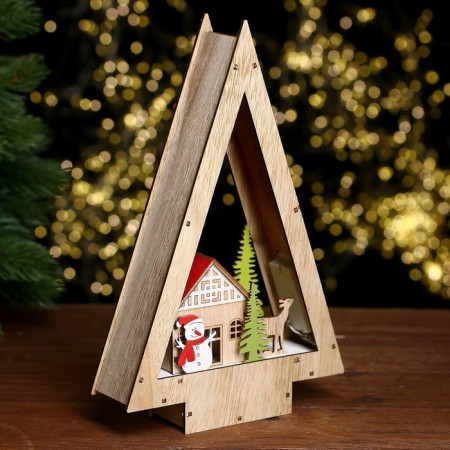 Decor with backlight "House in the form of a Christmas tree" 18 × 5 × 28 cm-1