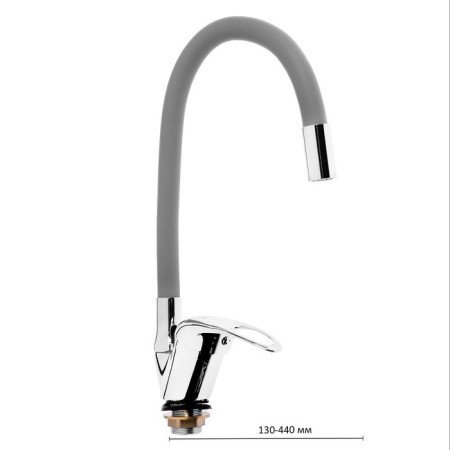 Kitchen mixer Zein Z2115, single -leaf, flexible surge, cartridge 40 mm, gray/chromium-3