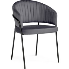 Chair on a metal frame Leo Metal/velor, black/anthracite 56x52x80 cm