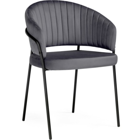 Chair on a metal frame Leo Metal/velor, black/anthracite 56x52x80 cm