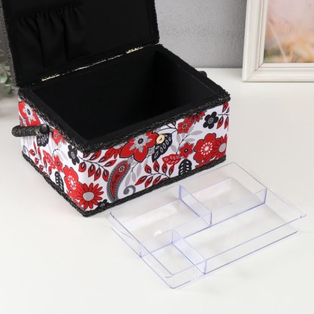 Casket for needlework "Folk Flower pattern" 19x26x14.5 cm-5