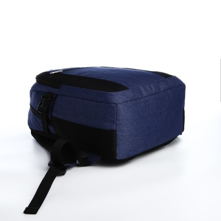 Youth backpack from textiles, rise, 2 parts on lightning, 3 pockets, blue color-2