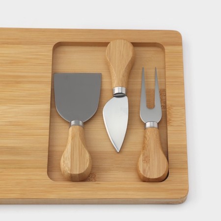 Set for the supply of cheese cheese Chece, 3 knives, board 38 × 18.5 cm, bamboo-3