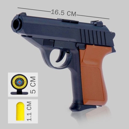 The “shooter” pistol, with targets, shoots soft bullets-1