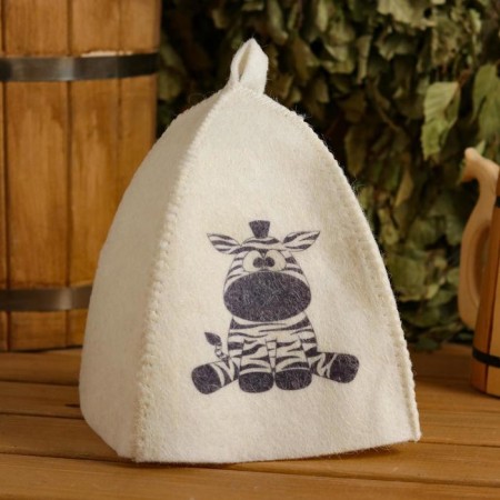 Bath cap "Zebra" with print, white